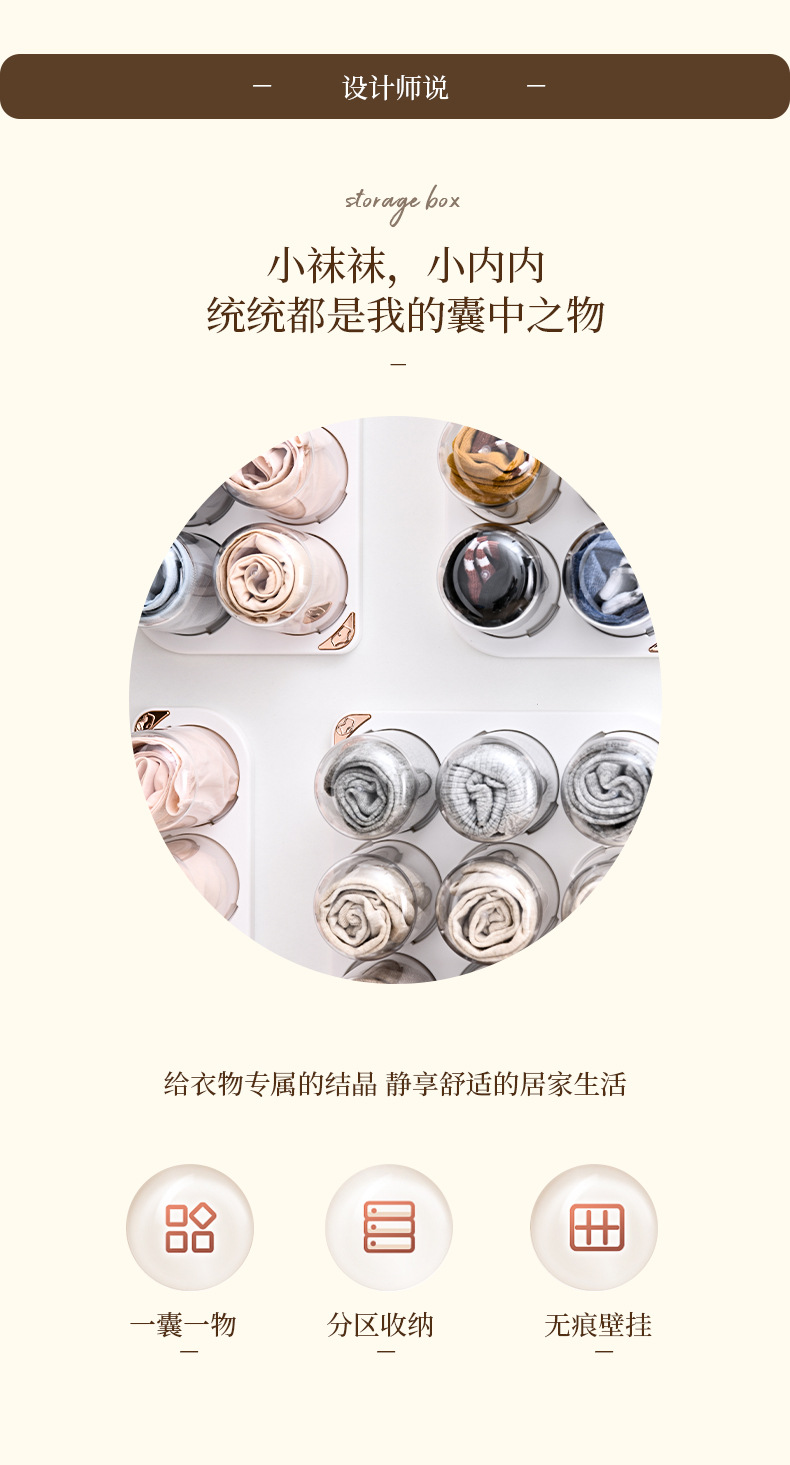 袜子短裤收纳盒壁挂式透明衣橱柜门装袜子神器塑料内衣内裤收纳盒详情3