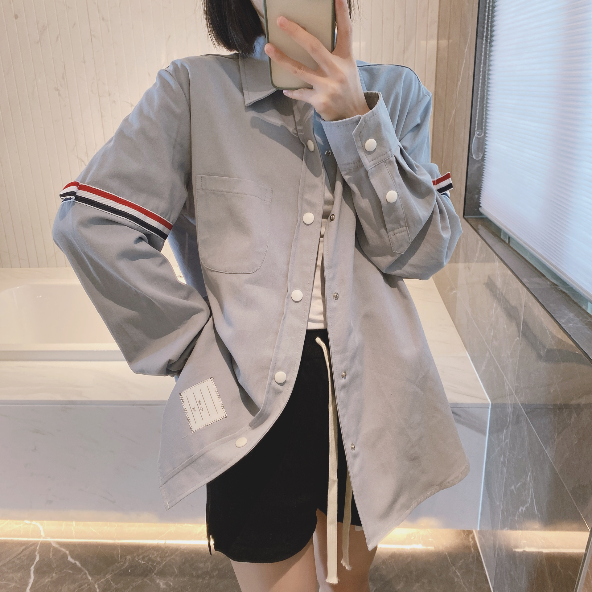 TB casual trendy brand poplin slim-fit solid white shirts for men and women, Oxford fabric shirts for women with long sleeves pic 19