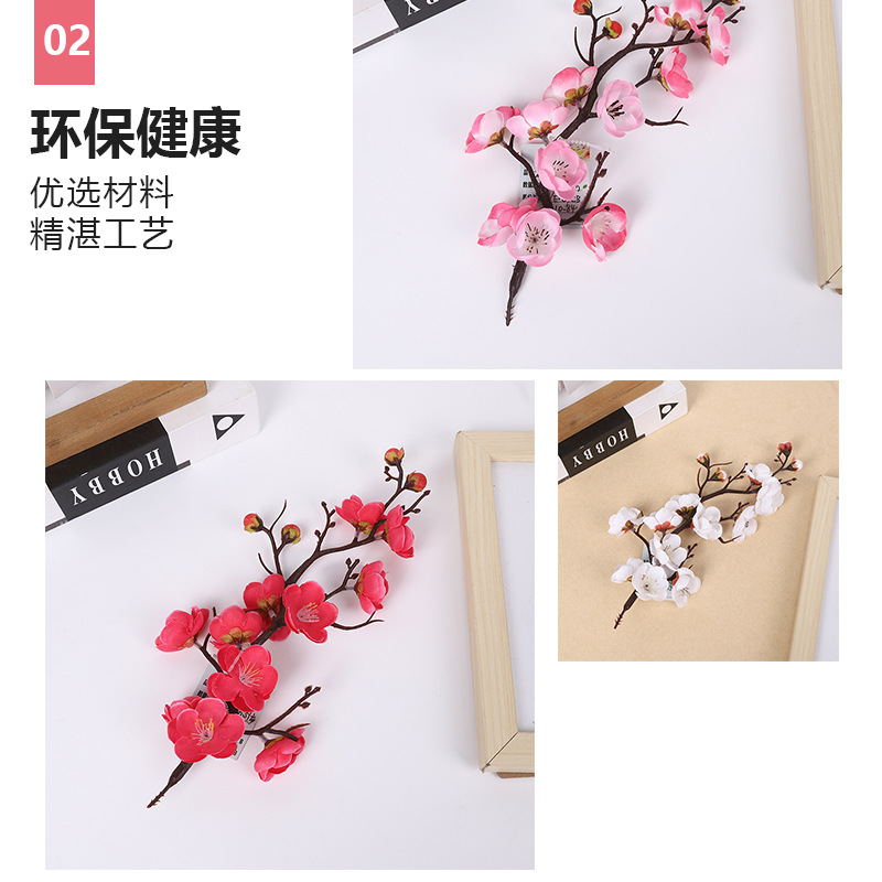 Wholesale of cross-border simulated winter plum blossoms, plum blossom bonsai, flower branches, New Year home decorations, living room vases and ornaments pic 11