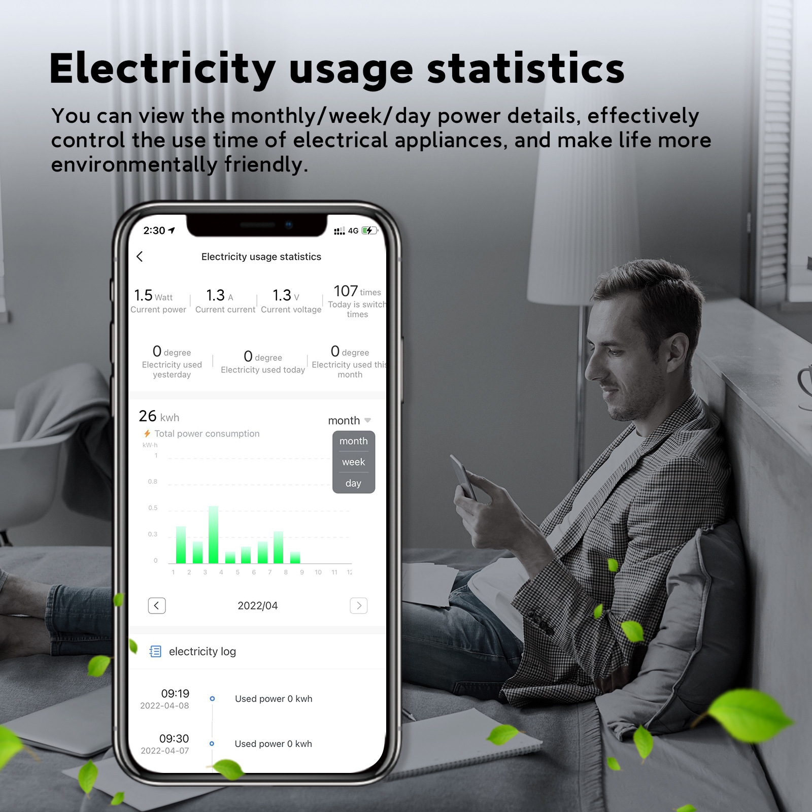 WiFi smart temperature-controlled electricity meter socket temperature control and electricity consumption statistics function pic 6