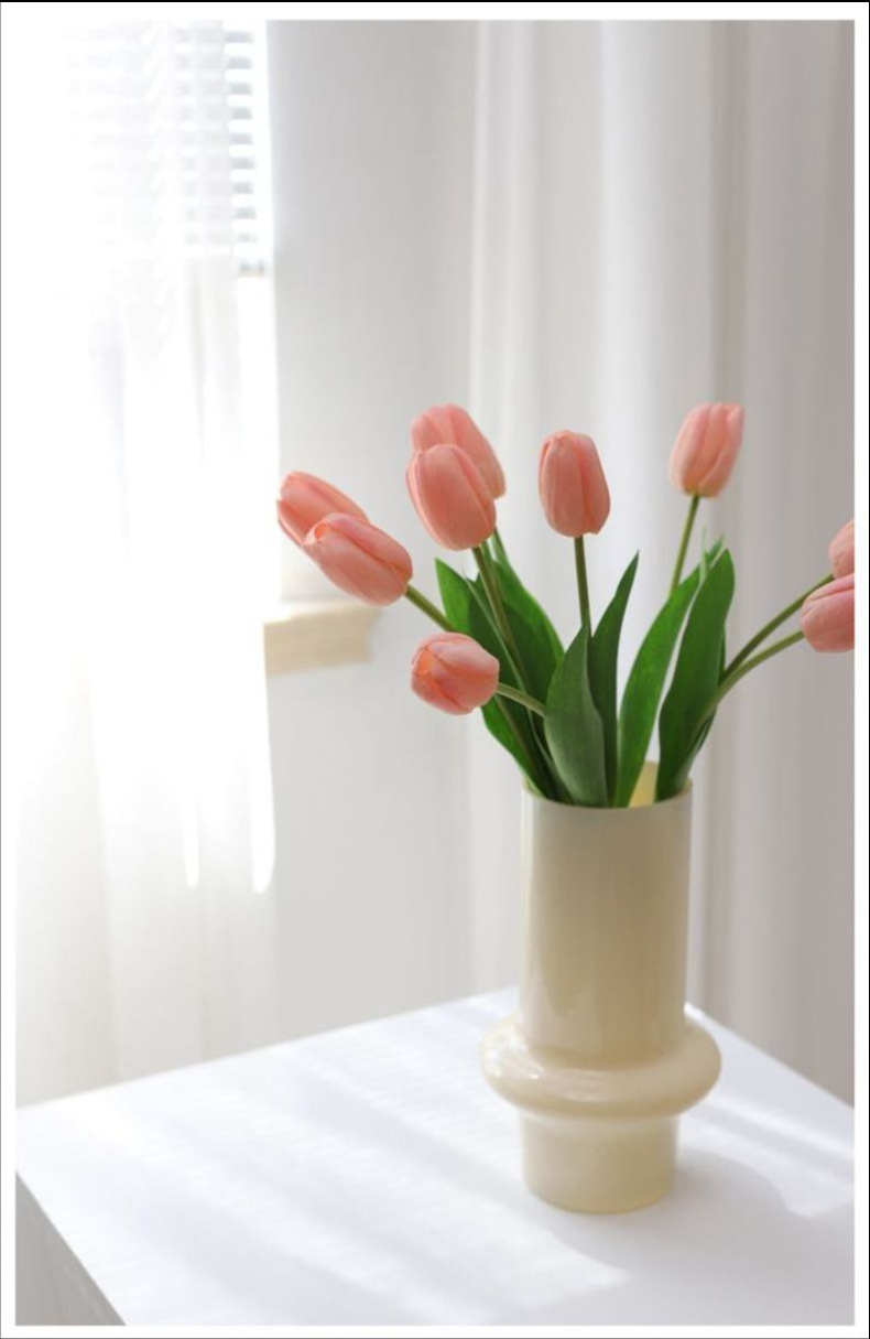 保湿手感郁金香假花仿真花摆设客厅手捧花拍照粉色白色家居装饰详情7
