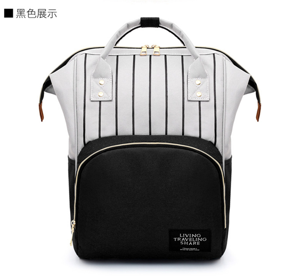 时尚印花条纹双肩妈咪包大容量多功能户外母婴包韩版尿布包背包详情20