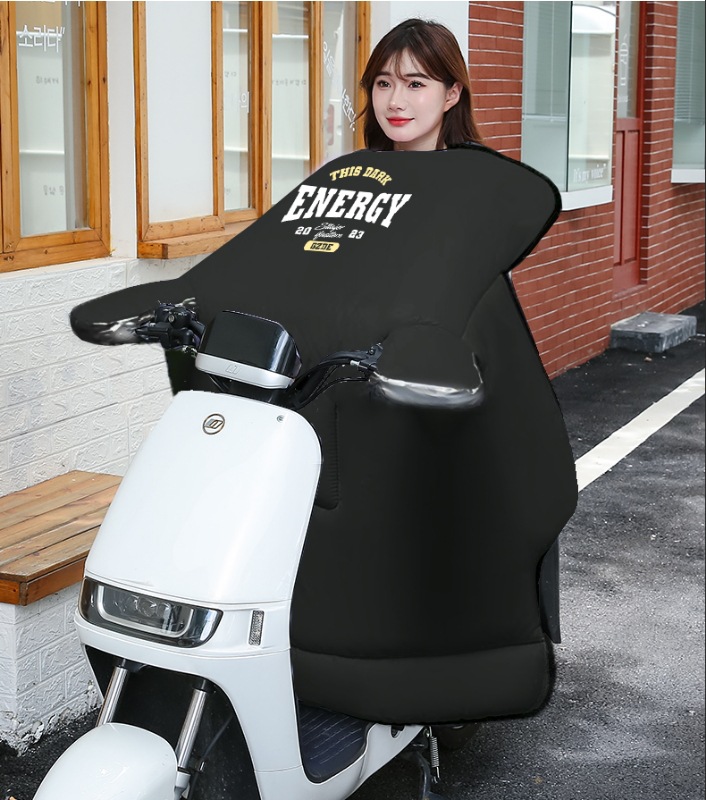 简约黑色款耐脏电动车挡风被加厚保暖冬季遮风套加宽侧翼挡风被详情7