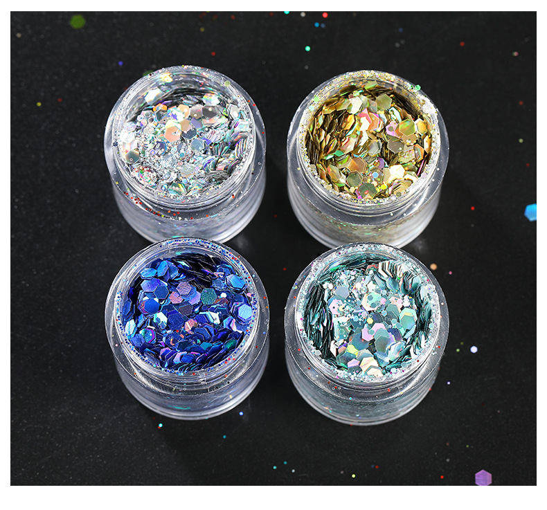 跨境韩国镭射混合装DIY创意眼妆美甲亮片瓶装8g装金葱粉闪粉批发详情14