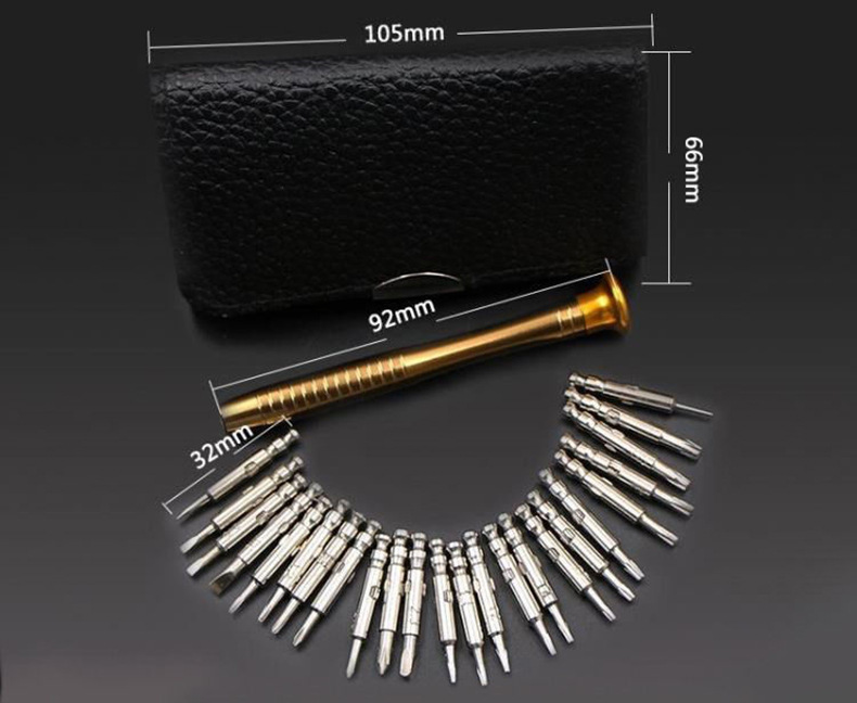 25-in-one multi-functional screwdriver set, leather packaging, home repair, computer, laptop and mobile phone disassembly and repair tools pic 10