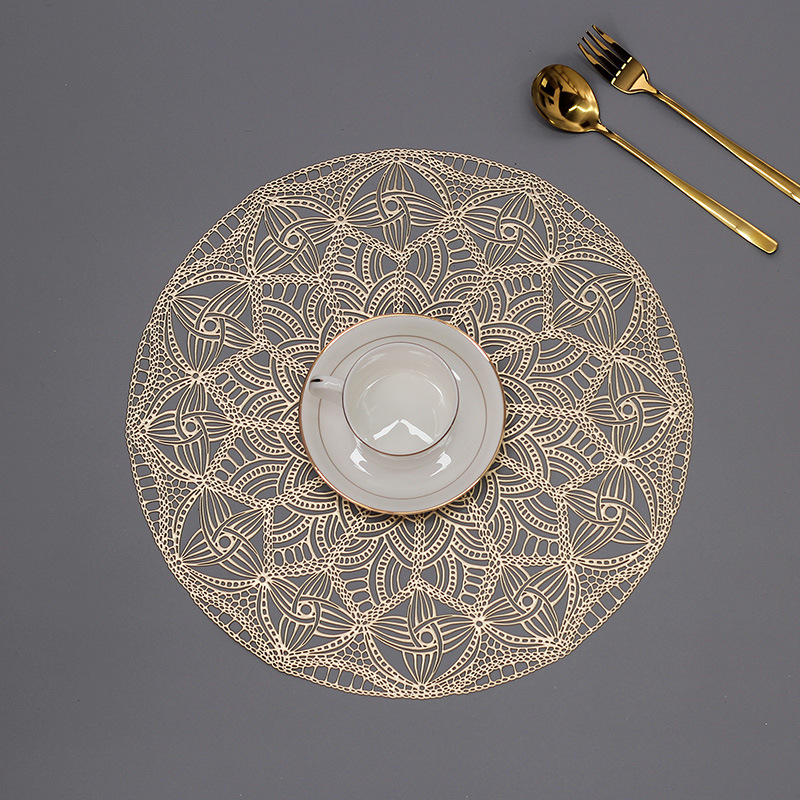 Womei European-style light luxury, fashionable, simple and elegant lace flower round hollowed-out table mat, INS style, fresh, waterproof, oil-resistant, anti-slip, heat-resistant, wear-resistant and heat-insulating table mat pic 10