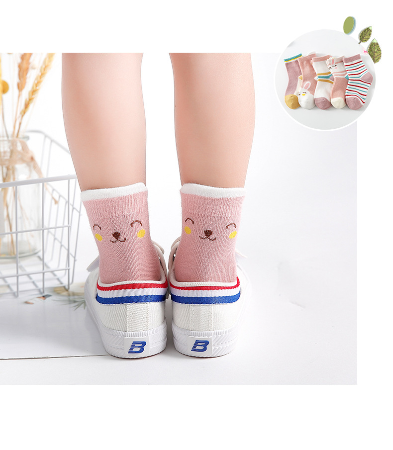 5双秋冬儿童袜子精梳棉中筒袜男女童婴儿孩宝宝纯色春彩色条纹厚详情12