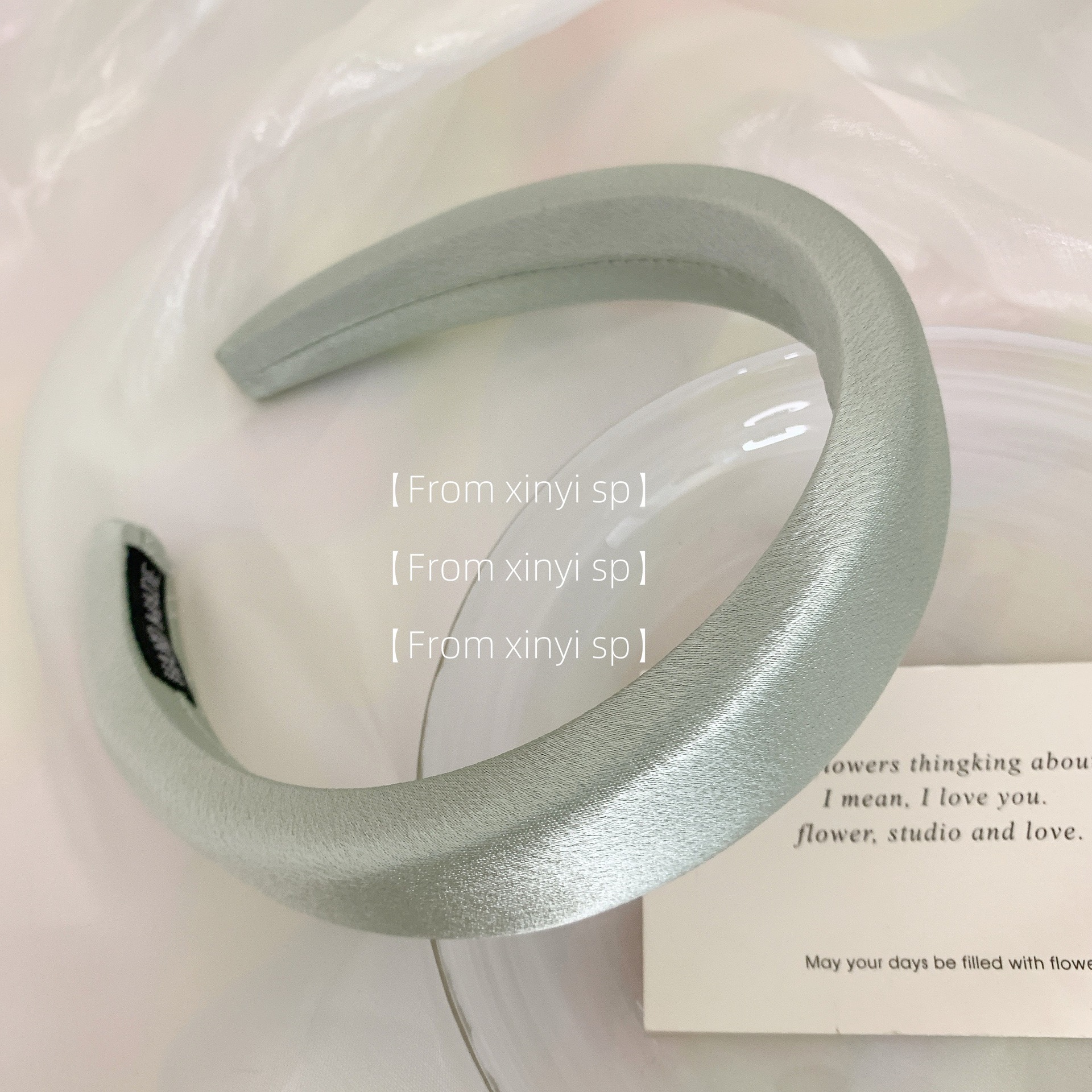 Gentle and elegant spring and summer new headband with a lustrous satin finish, solid color Morandi color, high top thick sponge headband pic 6