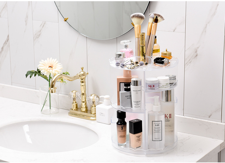 Household goods, cosmetics storage box, 360-degree rotating skin care products, round jewelry storage box, rotating storage rack pic 15