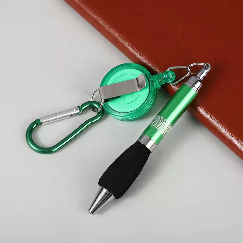 Wholesale anti-loss drawstring pens, drawstring ballpoint pens, mountain buckle easy-pull buckle metal ballpoint pens, two-yuan products pic 1