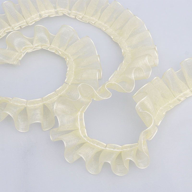 2.5cm transparent pleated chiffon lace trim, handmade DIY skirt hem, dress accessory and trim wholesale pic 3