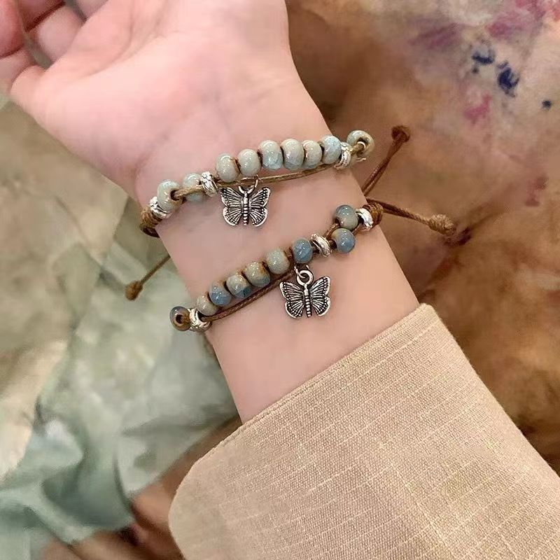 新中式复古民族风编织陶瓷蝴蝶手链女国风元素文艺手绳百搭饰品潮详情10