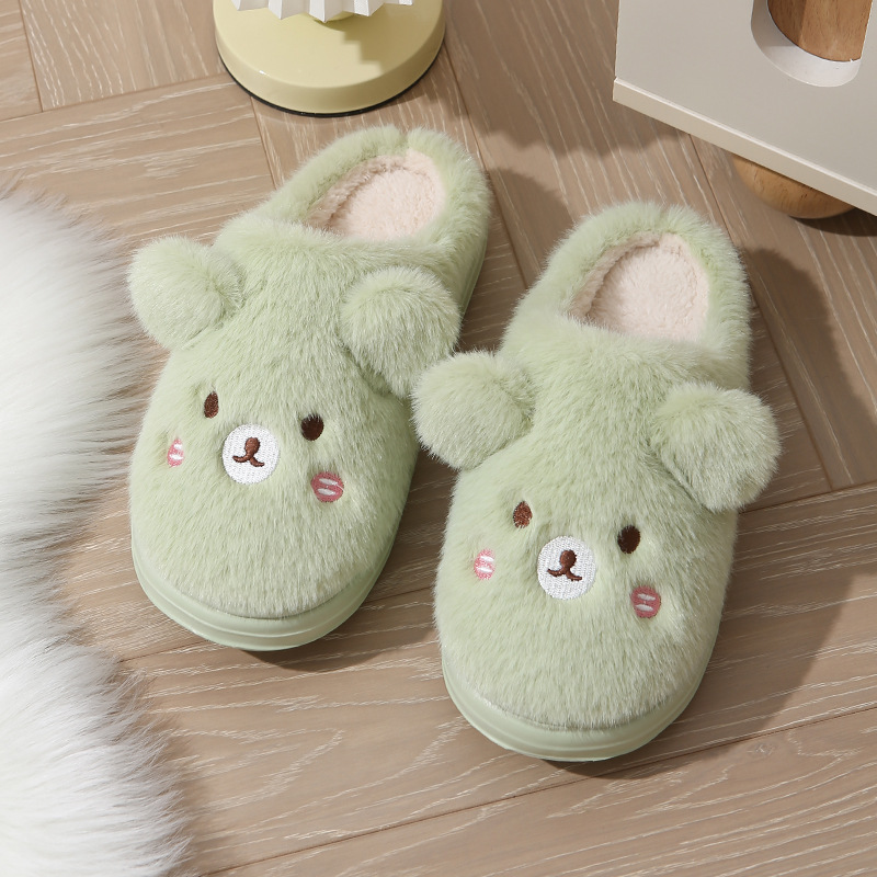 2024新款棉拖鞋女秋冬季可爱小熊厚底防滑保暖男宿舍家用毛毛拖鞋详情9