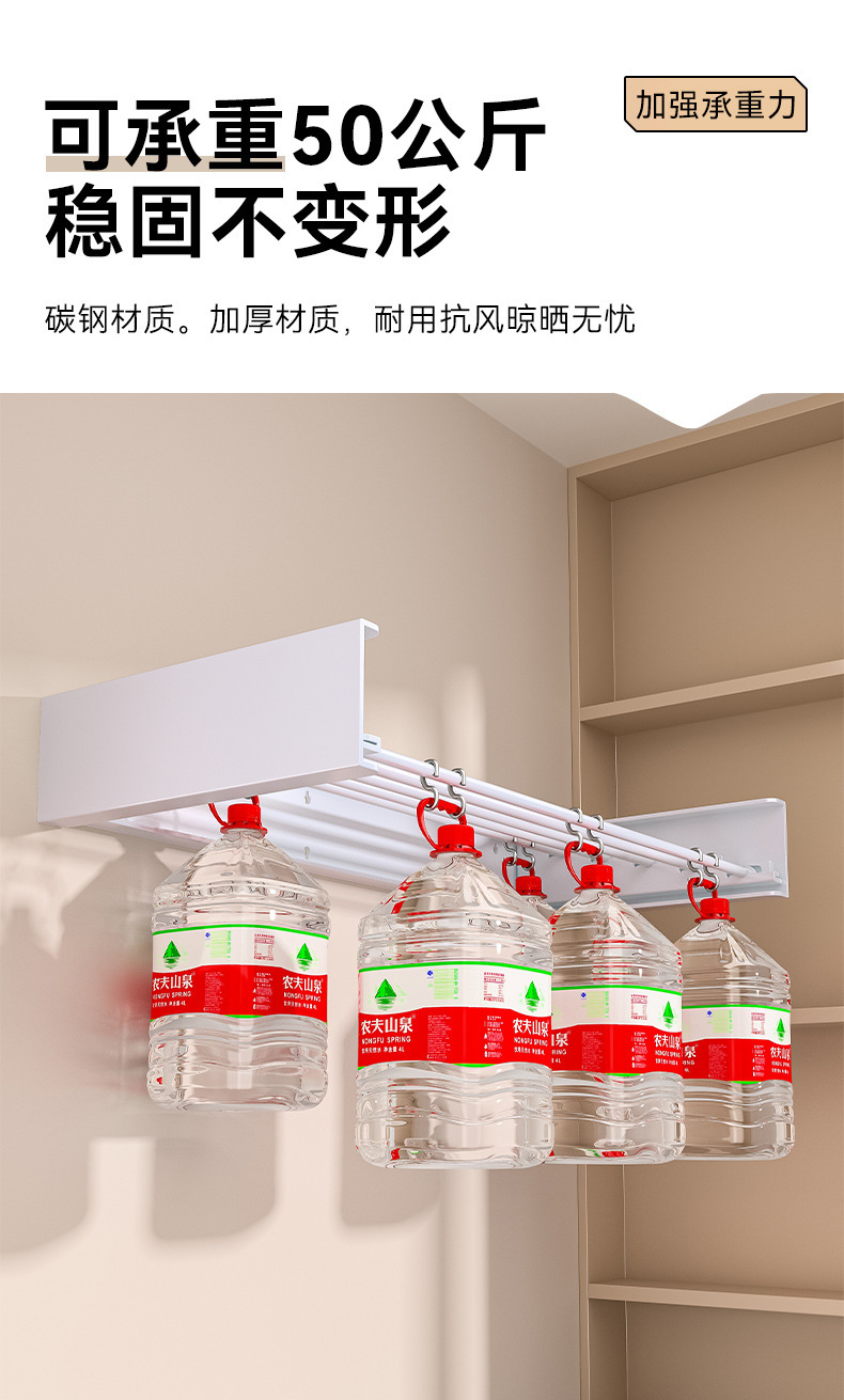 Hidden bathroom towel rack, multi-functional folding clothes hanger, bathroom hardware hangers, cross-border wall-mounted drying rack pic 4