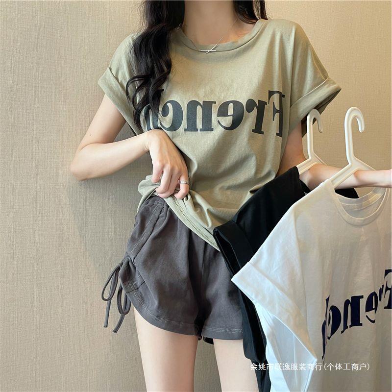 源头直发宽松短袖t恤女2024年新款夏季薄款设计感小众港味chic复详情3