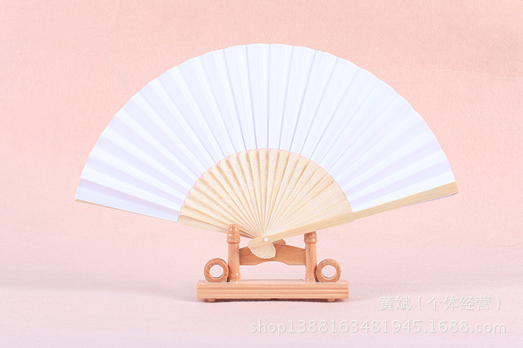 7寸空白折扇儿童绘画涂色纸扇白色彩色扇子幼儿园创意DIY手工材料详情25