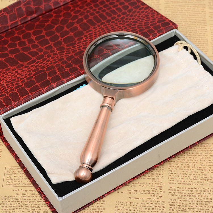 (Jinghui) Factory direct sale vintage 80MM high magnification 10x handheld magnifying glass for the elderly pic 2