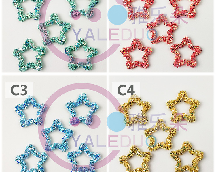 26mm five-pointed star PVC sequined iron ring earrings accessory, cross-border e-commerce photography prop DIY earrings pendant material pic 6