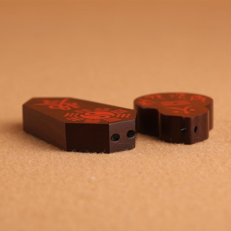 雷击枣木镶朱砂吊坠挂件道家法器用品项链葫芦阴阳太极八卦道家                               详情3