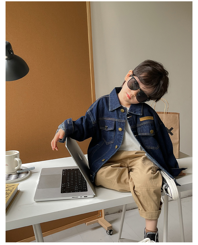 儿童外套2023童酷春季新款男女童韩版牛仔外套宝宝洋气短款上衣潮详情22