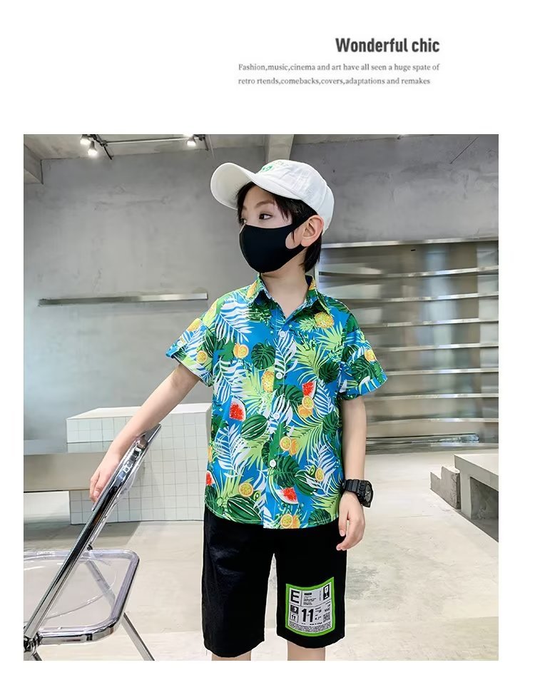 童装男童短袖衬衫儿童春夏装花衬衣2023新款宝宝夏装洋气上衣潮详情13