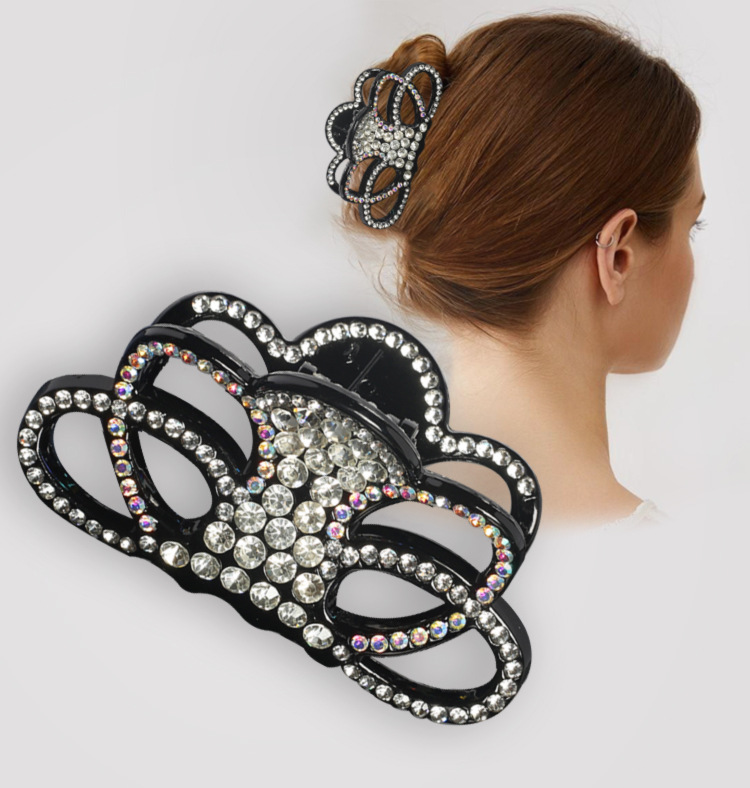 Korean version wholesale hair clips for women, large back of the head, water diamond hair bun, headwear, hair accessories, hair clips, hair bun, large volume device pic 1