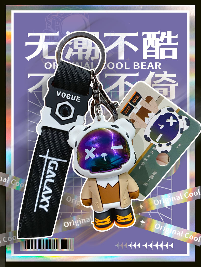 Baimao Original cool Little Bear resin keychain pendant, cute car key chain pendant for men and women, exquisite gift pic 3