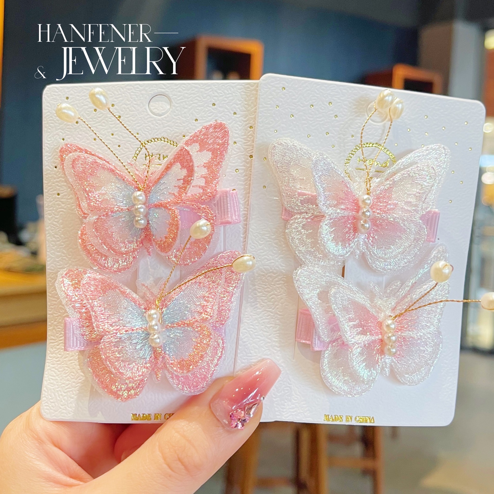 儿童发夹 国潮系列蝴蝶发夹2023新款手工春夏碎发卡刘海夹宝宝超仙发夹详情9