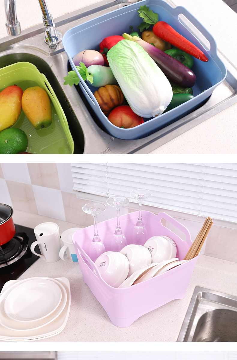 Multi-functional kitchen vegetable washing basket, fruit and vegetable storage basket, plastic vegetable washing basin, draining basket pic 9