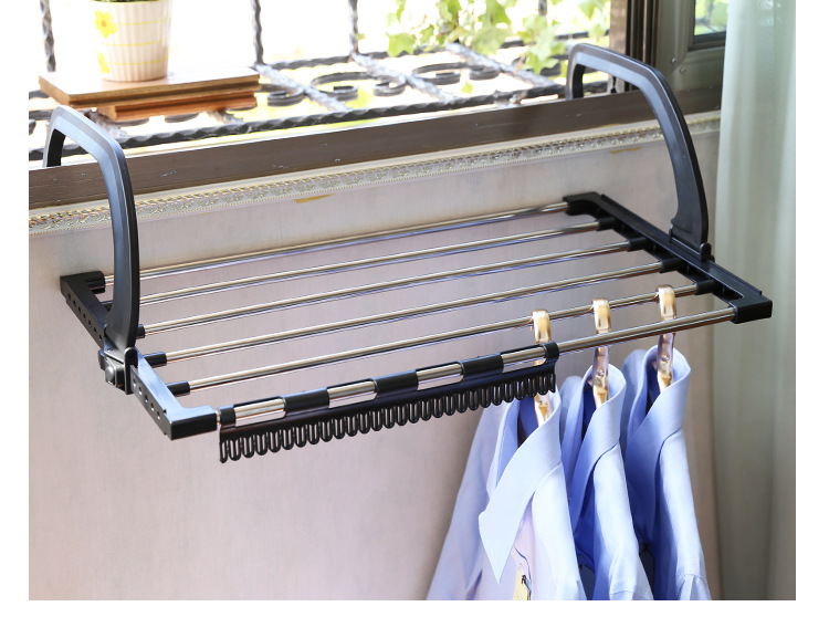 Stainless steel multi-functional folding balcony shoe drying rack, windowsill diaper drying rack, towel hanger, one-piece consignment pic 60