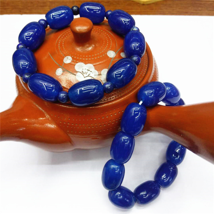 The new popular jewelry, natural blue agate bucket bead bracelet, DIY drum bead and natural stone bracelet, is selling well pic 6