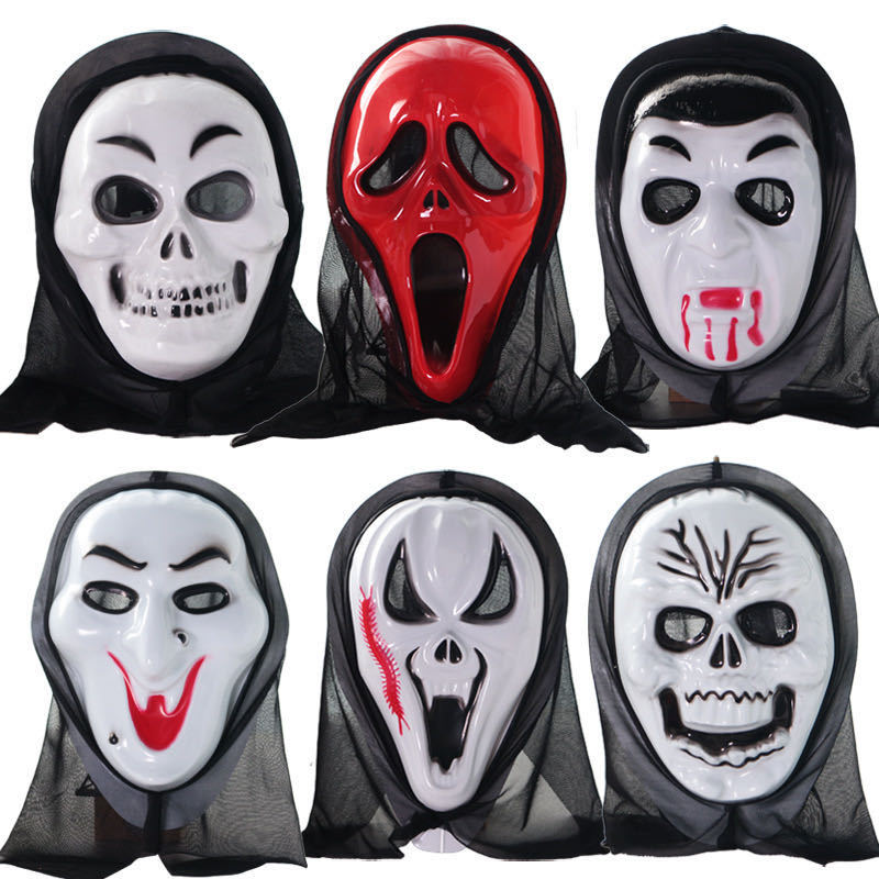 Halloween retro mask, Ghost Festival masquerade ball party, terrifying and scary skull, antique full-face screaming mask pic 1
