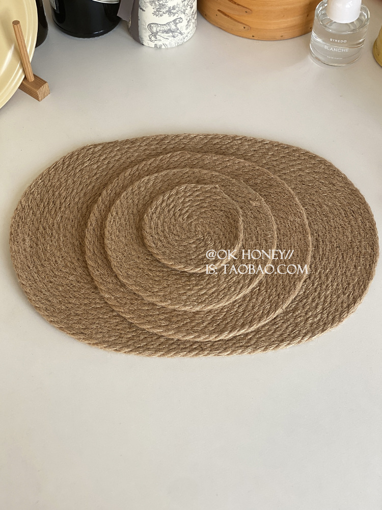 日式亚麻编织餐垫餐桌隔热垫子锅垫碗垫隔热防烫大尺寸亚麻草编织详情7