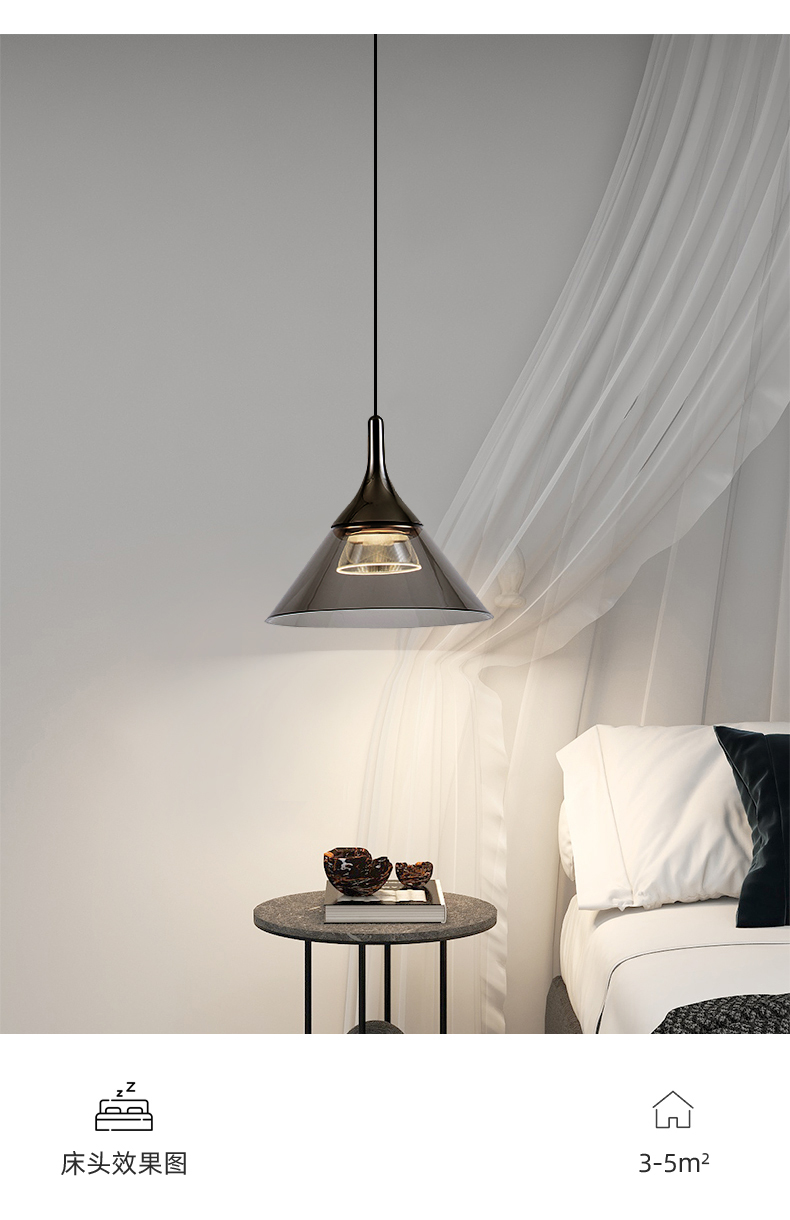 Candelabro de cama moderno simple ligero lujo minimalista influencers dormitorio estudio comedor bar largo cable elevable candelabro pequeño pic 3