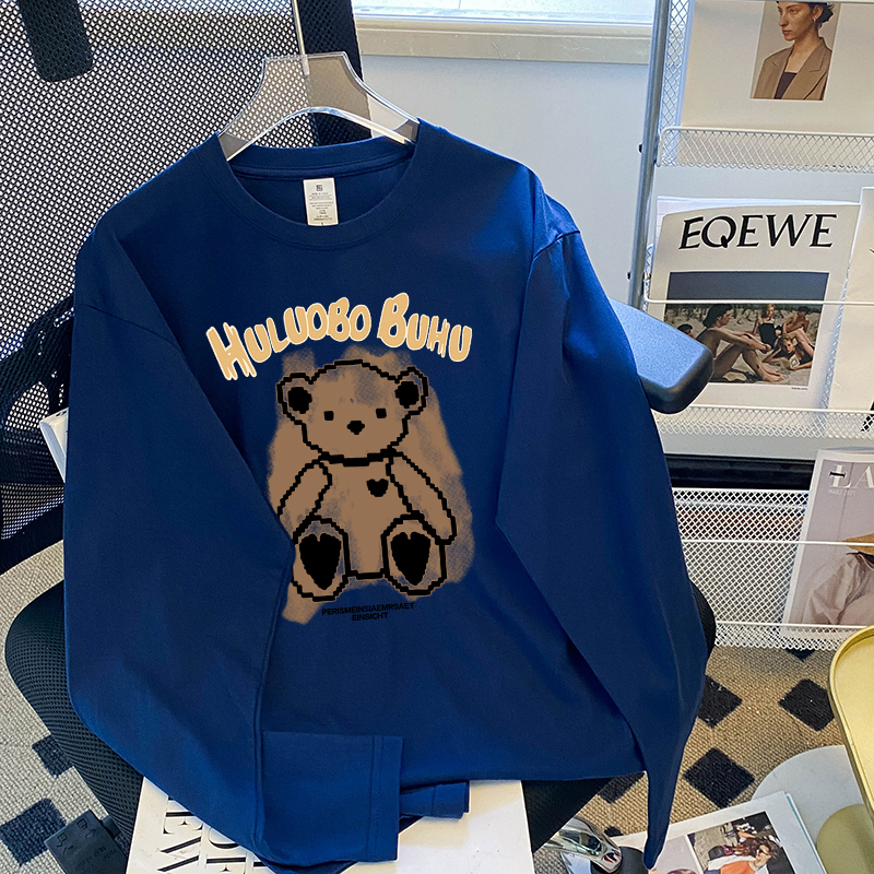 现货小熊纯棉短袖T恤女夏装新款韩版宽松休闲落肩洋气女士半袖详情21