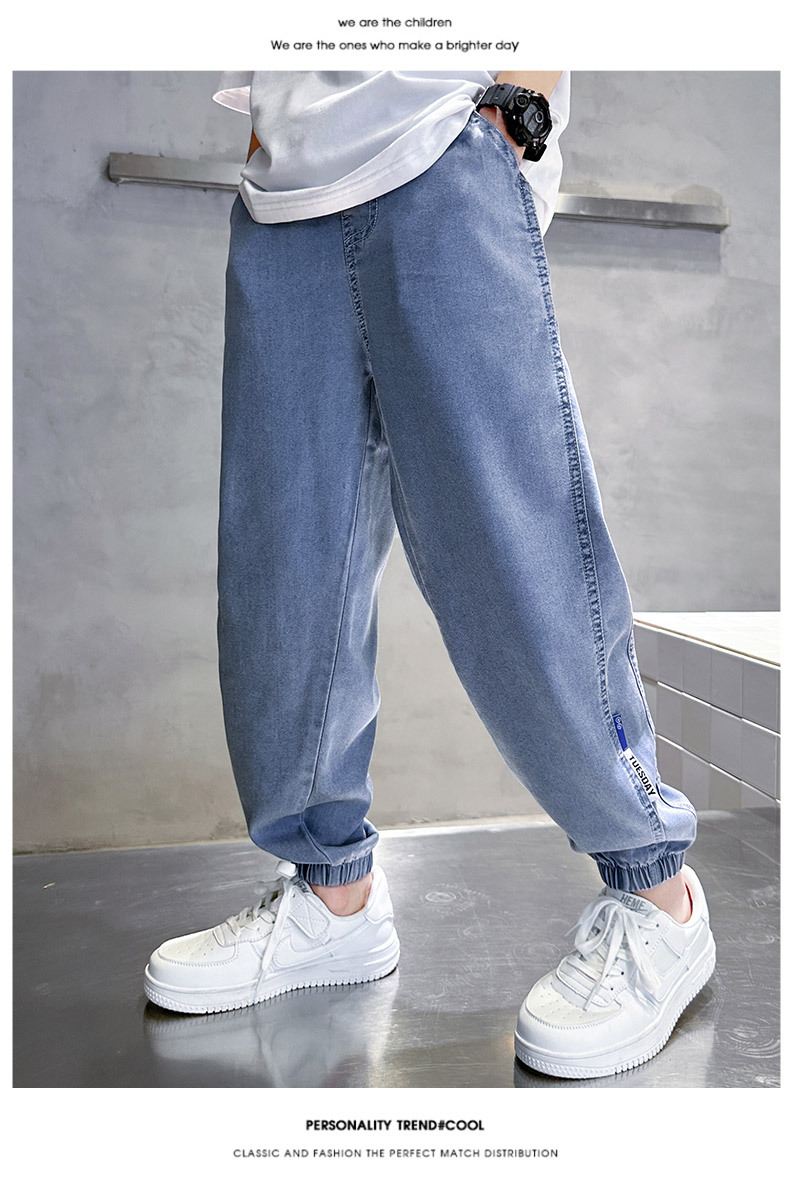 男童夏季裤子薄款天丝牛仔裤2023夏季新款男孩冰丝防蚊裤轻薄透气详情19