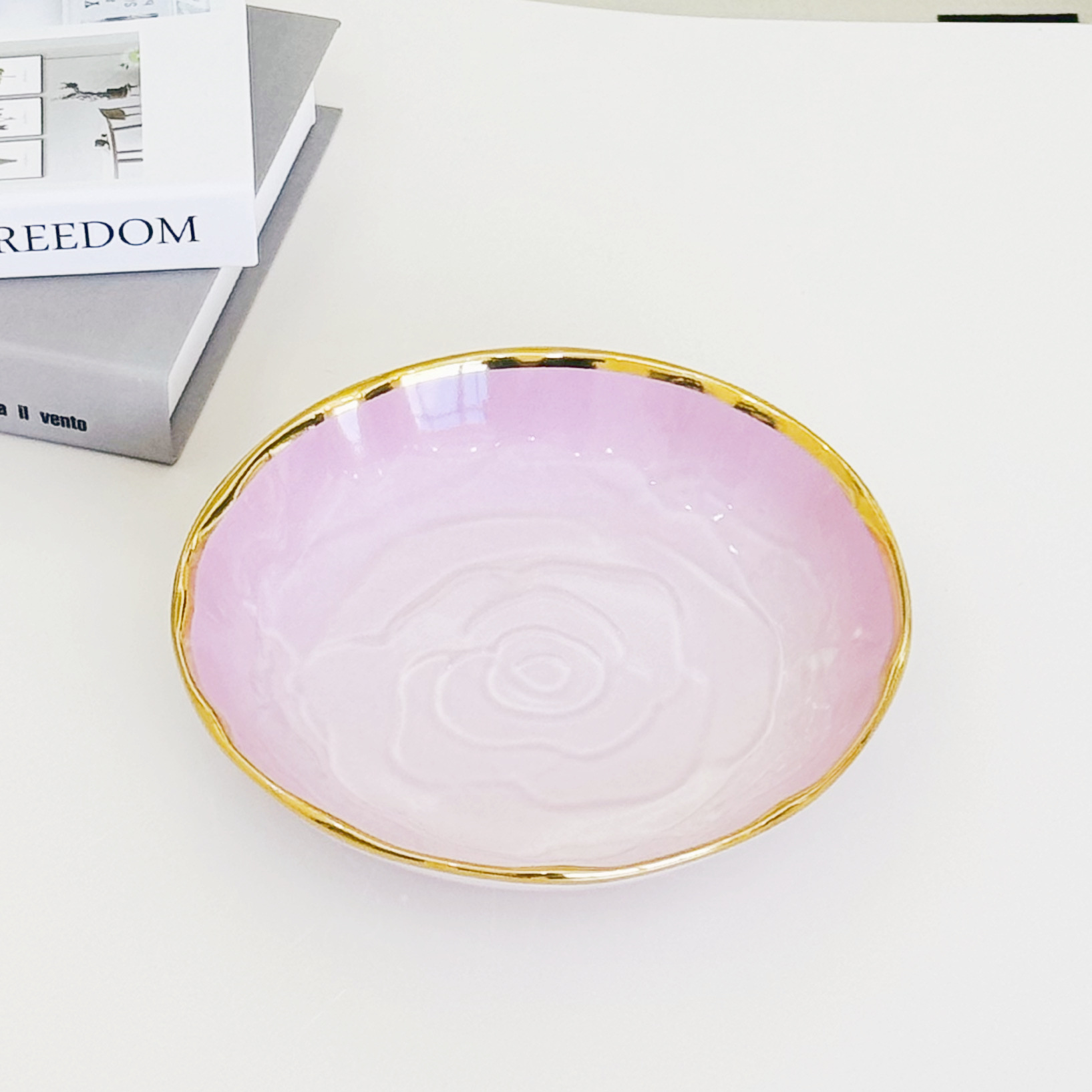 A set of household light luxury and high-end printed bowls, bone China 2024 new style, beautiful ceramic bowls, plates, bowls and tableware pic 24