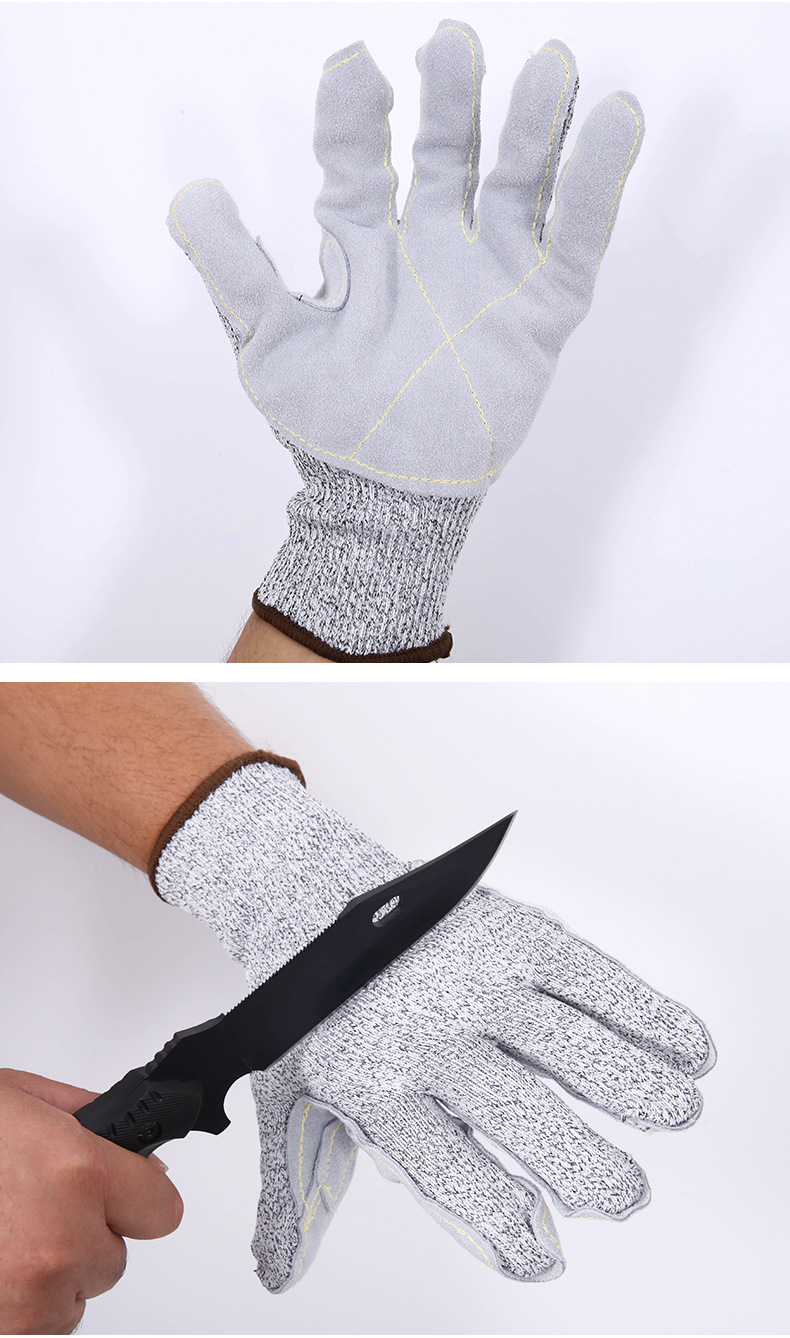 Seamless woven wear-resistant gloves for industrial buildings, anti-cutting gloves, leather-coated sweat-absorbing and breathable protective gloves for automobile factories pic 17