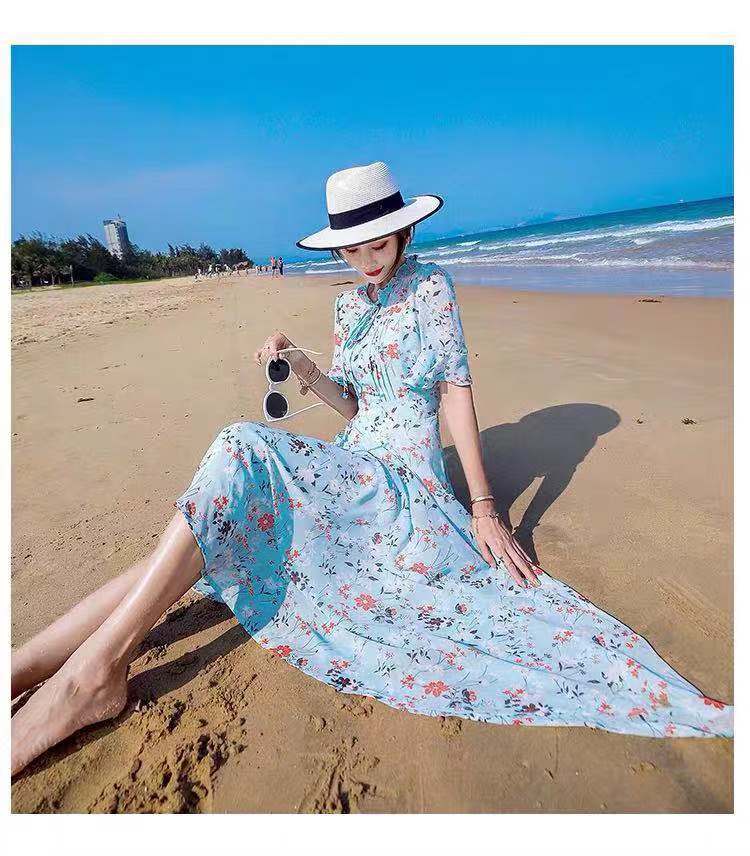 75d pearl chiffon small floral print fabric, polyester chiffon sun protection mask fabric, four-sided elastic printed fabric pic 24