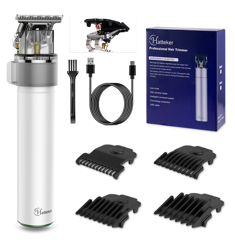 HATTEKER multi-color oil-tipped engraved scissors, full-body water-washable shaped clippers, portable USB charging multi-color simple hair clippers, cross-border trade pic 12