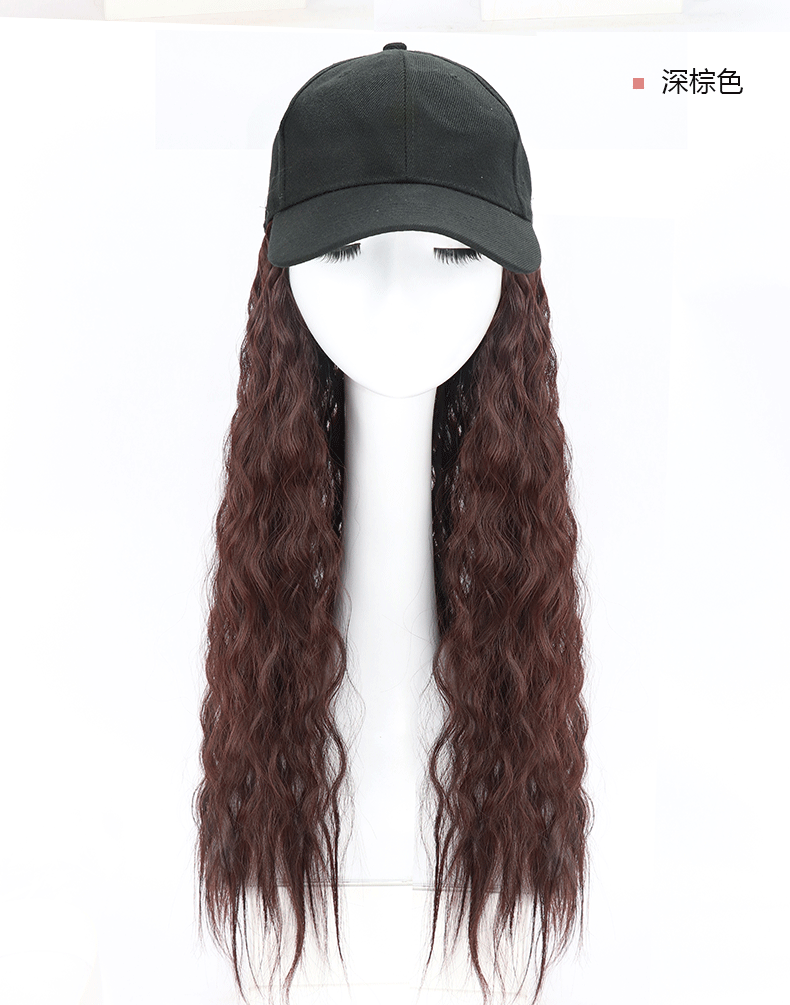 Wholesale of wigs for women, long curly hair, popular wool curls, fashionable baseball caps, new-style hats and wigs in one piece from the manufacturer pic 8