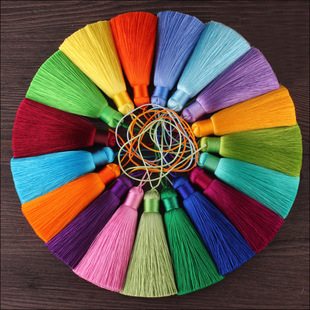 New color-offset double-ended cotton thread tassel handcrafted clothing, cheongsam with lapel button and Chinese-style classical tassel pendant pic 20