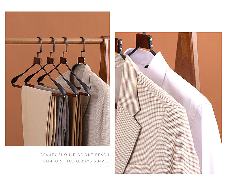 High-end light luxury clothes hangers, niche modern anti-slip clothing store, commercial store, beech wood, stainless steel metal wardrobe, home pic 11