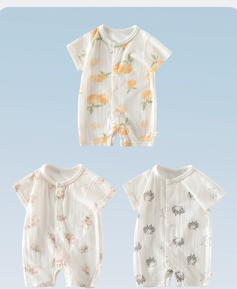 冰氧棉透气抗菌宝宝衣服夏季新生婴儿连体衣短袖哈衣爬服纯棉A 类详情12
