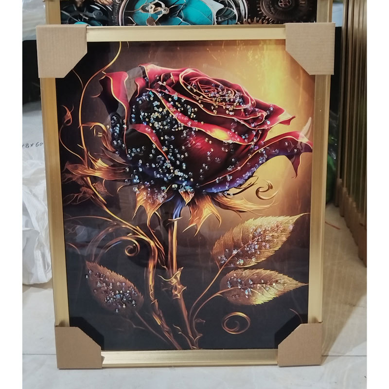 镶钻晶瓷画晶石画外贸装饰画客厅餐厅卧室蜻蜓花朵壁画烤瓷镶钻画详情2