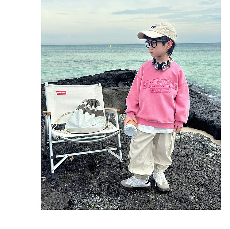 男童卫衣秋装2024新款儿童春秋款粉色长袖上衣男孩秋季宽松帅气潮详情16