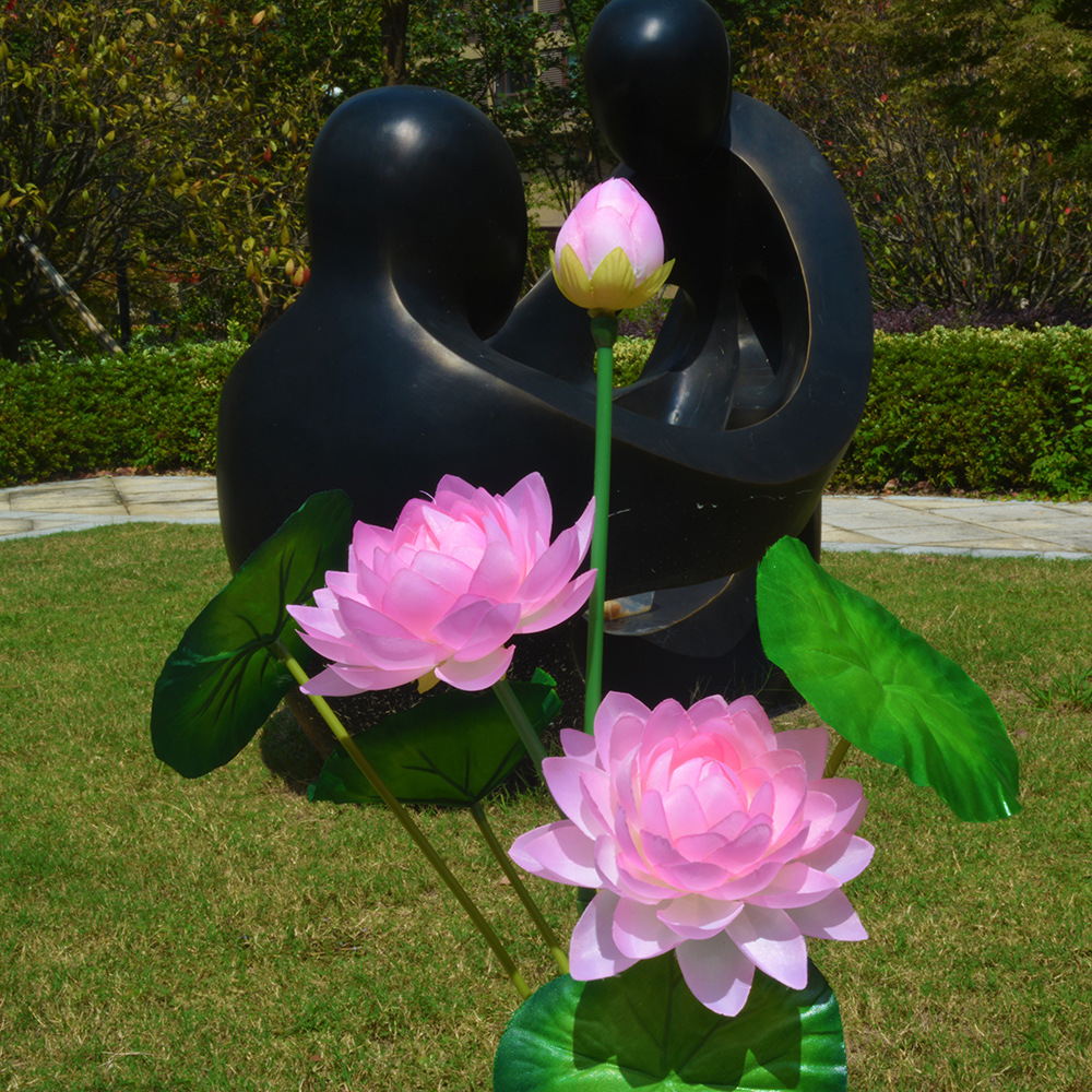 Three solar-powered lotus lamps, LED solar lotus lamps, lawn ground insertion lamps, simulated flower lamps and pole lamps pic 10