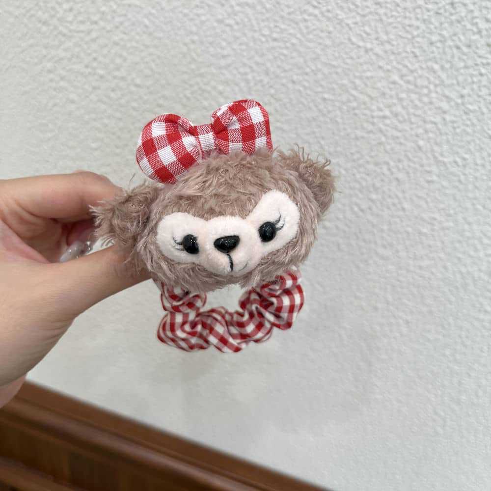 Cute Duffy bear Shirley Rose hair band, red checkered bow, large intestine hair band pic 9