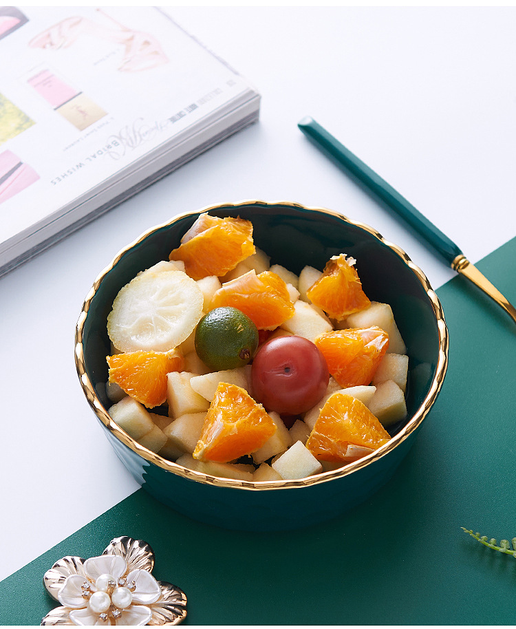 Nordic tableware, ceramic bowls, household fruit dessert bowls, ceramic fruit salad bowls, pasta breakfast bowls, lace bowls pic 7