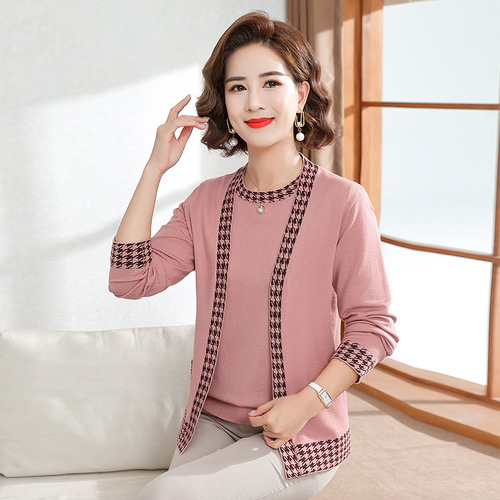 洋气妈妈装夏季短袖翻领T恤中老年人夏装宽松大码时尚印花小衫薄详情21